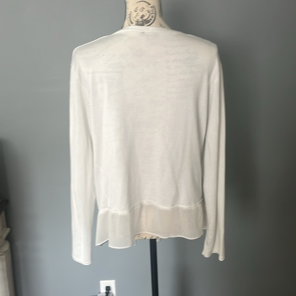 Pretty white flowy open front cardigan large - Picture 3 of 5